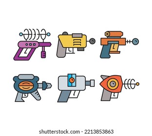 Space Gun Icons Set Vector Illustration