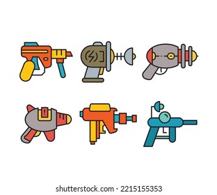 Space Gun Icons Set Vector Illustration