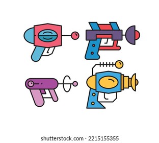 Space Gun Icons Set Vector Illustration