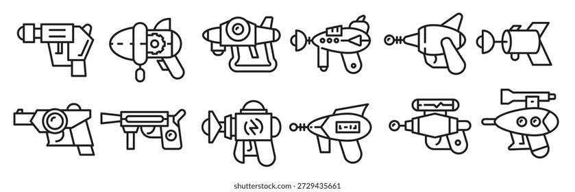 ícones da arma espacial definir ilustração vetorial