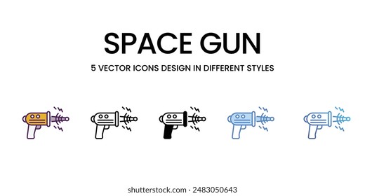 Space Gun icons vector set stock illustration.