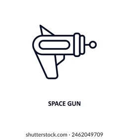 icono de contorno de arma espacial.  Ícono de línea delgada de la colección astronómica. Vector editable aislado sobre fondo blanco