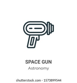 Space gun outline vector icon. Thin line black space gun icon, flat vector simple element illustration from editable astronomy concept isolated on white background