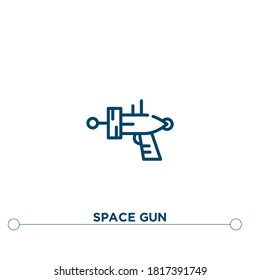 icono de vector de contorno de cañón espacial. ilustración de elemento simple. icono de contorno de arma espacial a partir del concepto de astronomía editable. se puede usar para web y móvil
