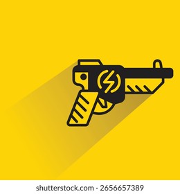space gun with shadow on yellow background