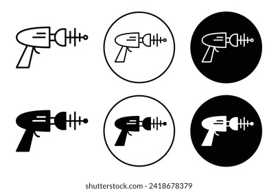 Colección de conjunto de iconos del vector de arma espacial. Icono plano de contorno de arma espacial.