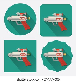 Space gun/ray gun flat icon with long shadow