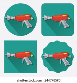 Space gun/ray gun flat icon with long shadow