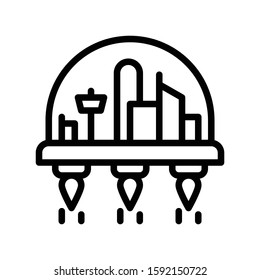Space habitat vector illustration, Future technology line design icon