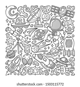 Vector de colorante de cartón dibujado con la mano del espacio