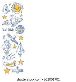  Space hand drawn doodle icons and patterns