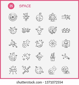 Space Hand Drawn Icons Set For Infographics, Mobile UX/UI Kit And Print Design. Include: Rocket, Space, Transportation, Moon, Planet, Space, Spaceship, Telescope, Icon Set - Vector
