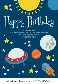 space happy birthday card design. vector illustration