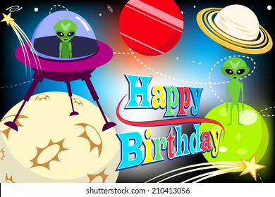 space happy birthday card design