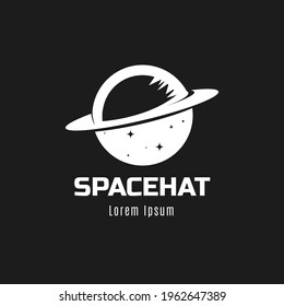 Space hat. a hat and planet logo with negative space concept
