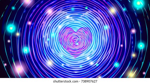 space heart background. valentine day space glowing shiny design or symbol of love in the new year. festive design