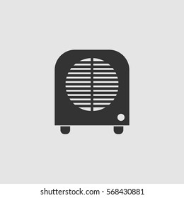 Space heater icon flat. Black pictogram on grey background. Vector illustration symbol