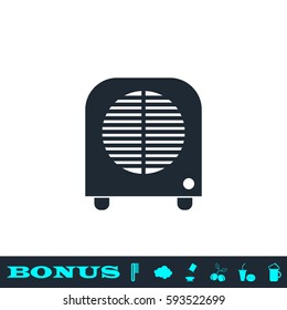 Space heater icon flat. Black pictogram on white background. Vector illustration symbol and bonus button