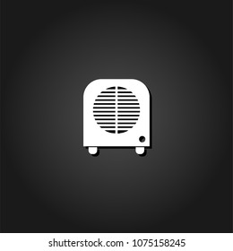 Space heater icon flat. Simple White pictogram on black background with shadow. Vector illustration symbol