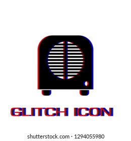 Space heater icon flat. Simple pictogram - Glitch effect. Vector illustration symbol