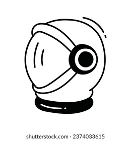 Dibujo de diseño de icono del doodle de casco espacial. Símbolo de ciencia y tecnología sobre fondo blanco archivo EPS 10