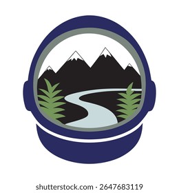 Space Helmet Ecosystem Landscape Illustration