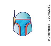 Space helmet icon in thin outline style. Vector illustrations