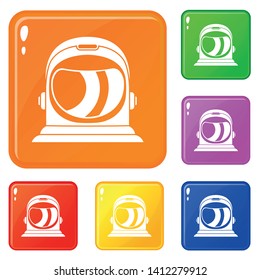 Space helmet icons set collection vector 6 color isolated on white background