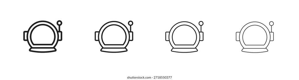 Iconos del casco espacial, conjunto de iconos lineales. Iconos lineales negros de la palma