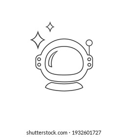 Space helmet line icon on white. Vector