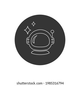 Space helmet line icon on white. Vector