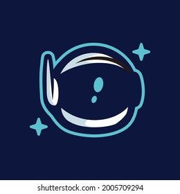 Space Helmet logo symbol modern cartoon style illustration design vector