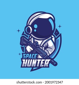 Space Hunter Astronaut mascot logo vector illustration.