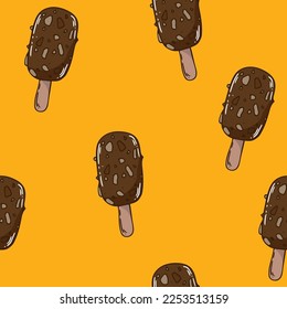 Space ice cream seamless pattern. Sweet vector illustration for print on packaging, fabric, textile, wallpaper.