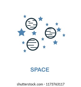 Space icon in 2 color design. Pixel perfect simple pictogram space icon from space collection. UI. Web design, apps, software, print usage.