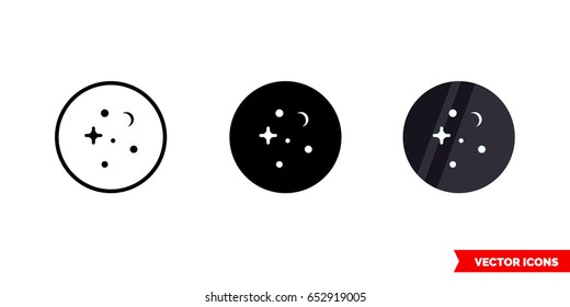 Space icon of 3 types: color, black and white, outline. Isolated vector sign symbol.
