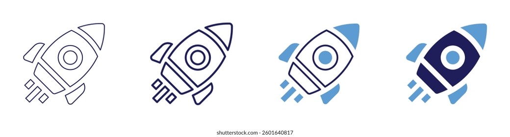 Space mission​ icon in 4 different styles. Thin Line, Line, Bold Line, Duotone. Duotone style. Editable stroke.