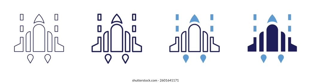 Space agency​ icon in 4 different styles. Thin Line, Line, Bold Line, Duotone. Duotone style. Editable stroke.