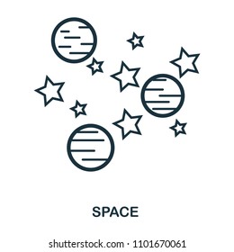 Space icon. Flat style icon design. UI. Illustration of space icon. Pictogram isolated on white. Ready to use in web design, apps, software, print.