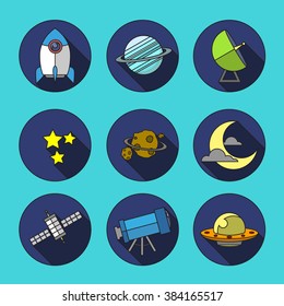 Space icon illustration 02 with line