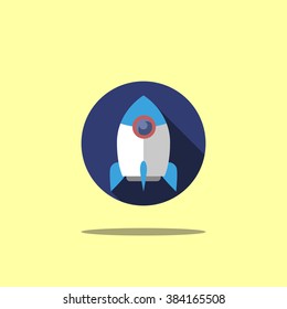Space icon illustration rocket flat
