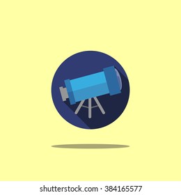 Space icon illustration telescope flat