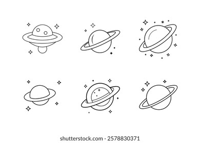 space icon line art vector illustration