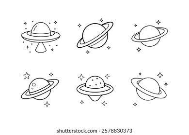 space icon line art vector illustration