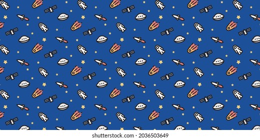 Space icon pattern background for website or wrapping paper (Outer space background version)