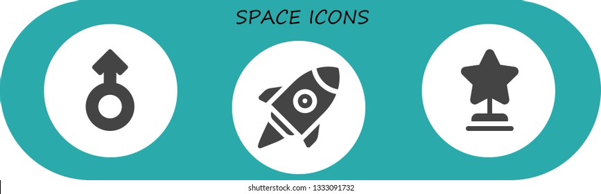 space icon set. 3 filled space icons.  Simple modern icons about  - Mars, Startup, Star