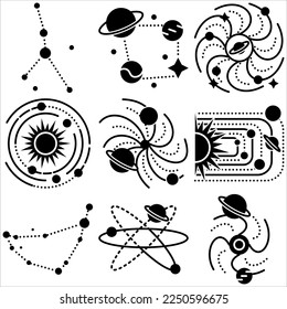 Space icon set glyph style part nine