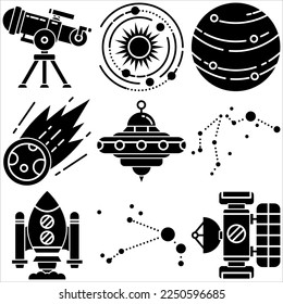 Space icon set glyph style part ten