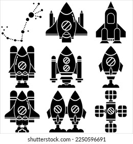 Space icon set glyph style part four