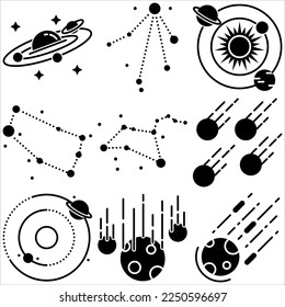 Space icon set glyph style part eight